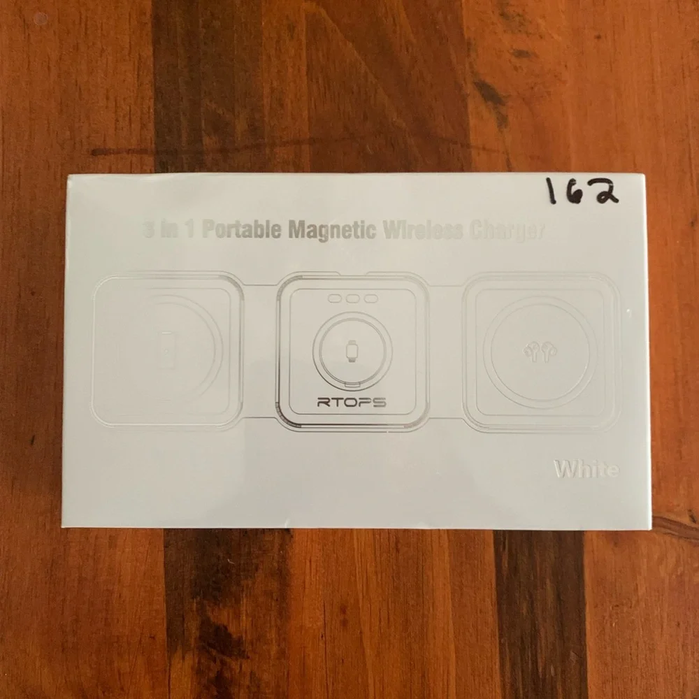 White 3-in-1 Portable Magnetic Wireless Charger